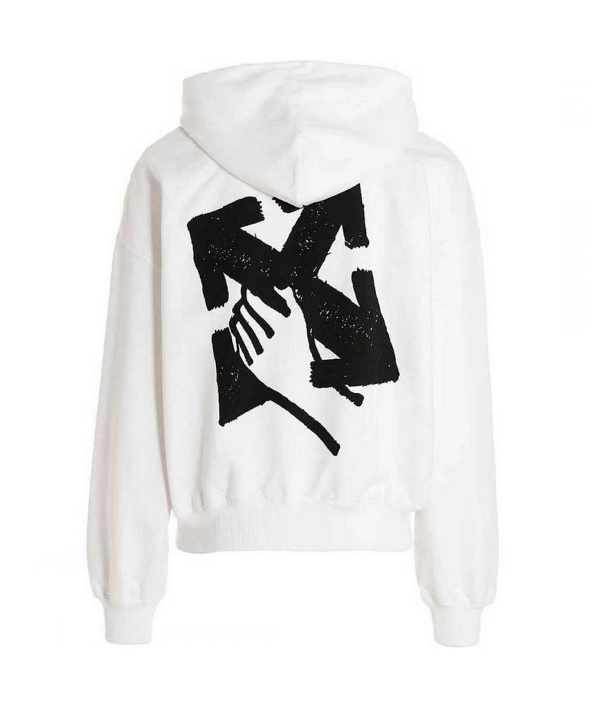 Off White Mens Hand Arrow Boxy White Oversized Hoodie - Size Large